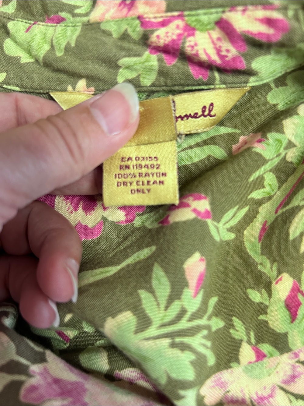 April Cornell Women’s XL Olive Pink Floral Tiered Patchwork Pintuck Maxi Dress - Picture 9 of 14